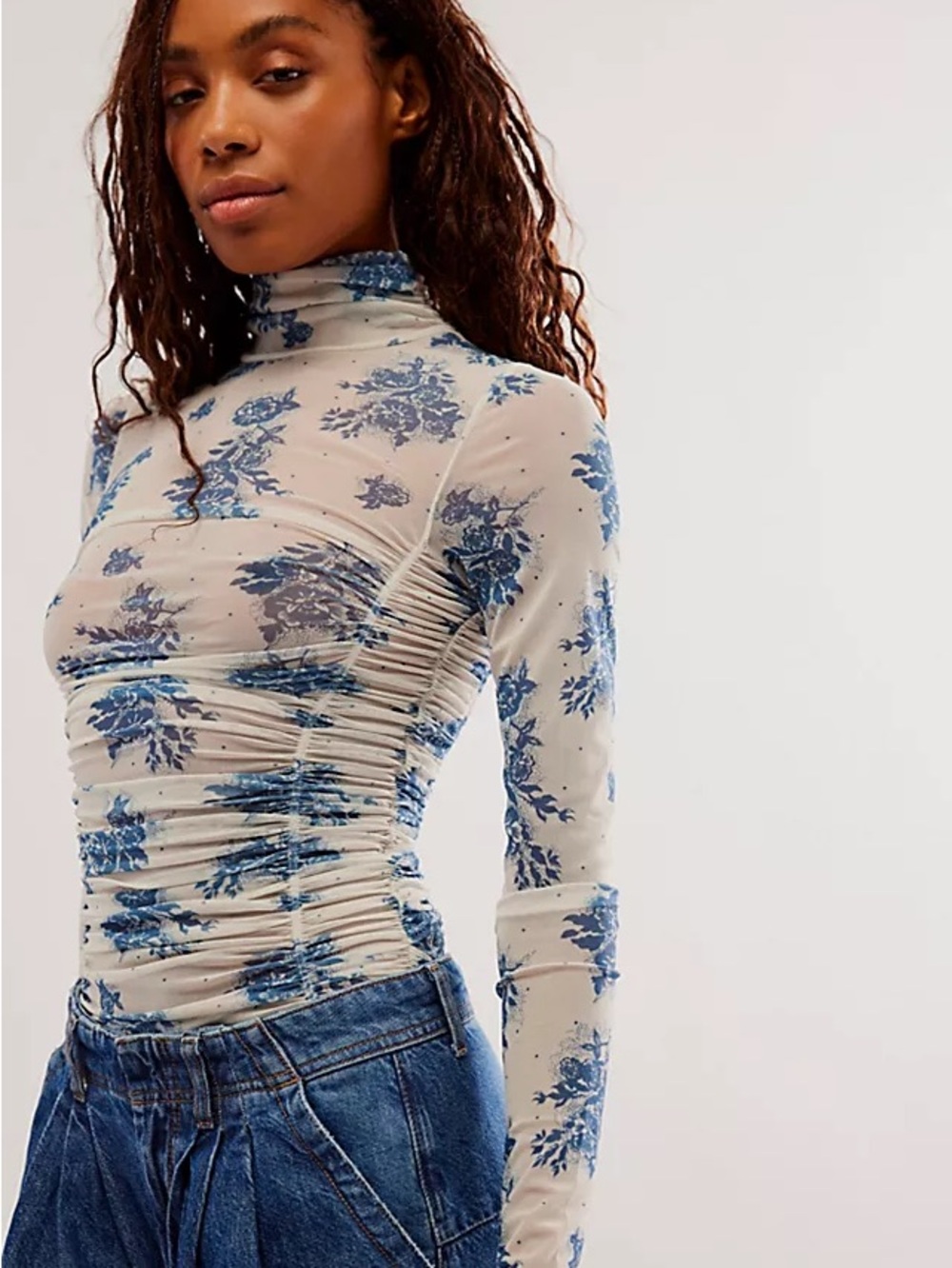 Free People Under it all Printed Mesh bodysuit